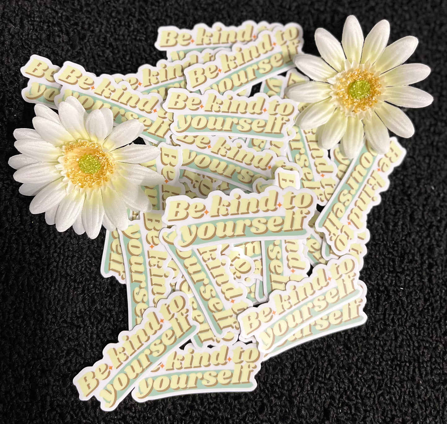 Be Kind to Yourself sticker - self-care vinyl decal for laptops, water bottles, journals, and planners.