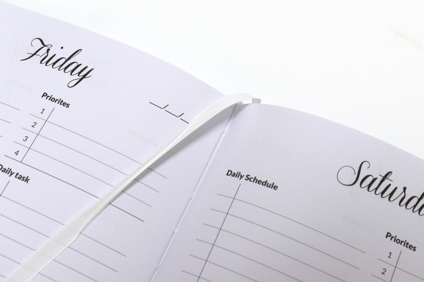 Undated black marble daily planner - minimalist self-care and productivity organizer planner