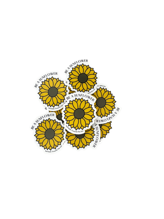 Be a sunflower and smile towards the sun sticker - motivational floral vinyl decal for laptops, water bottles, and planners
