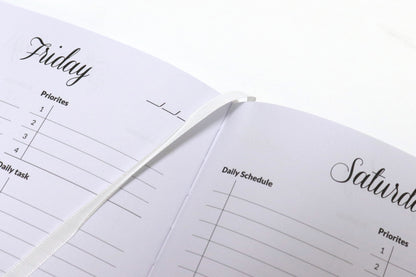 Undated black marble daily planner - minimalist self-care and productivity organizer planner
